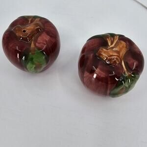 Vintage Franciscan Earthenware Apple Shaped Salt & Pepper Shaker Set *NO PLUGS*